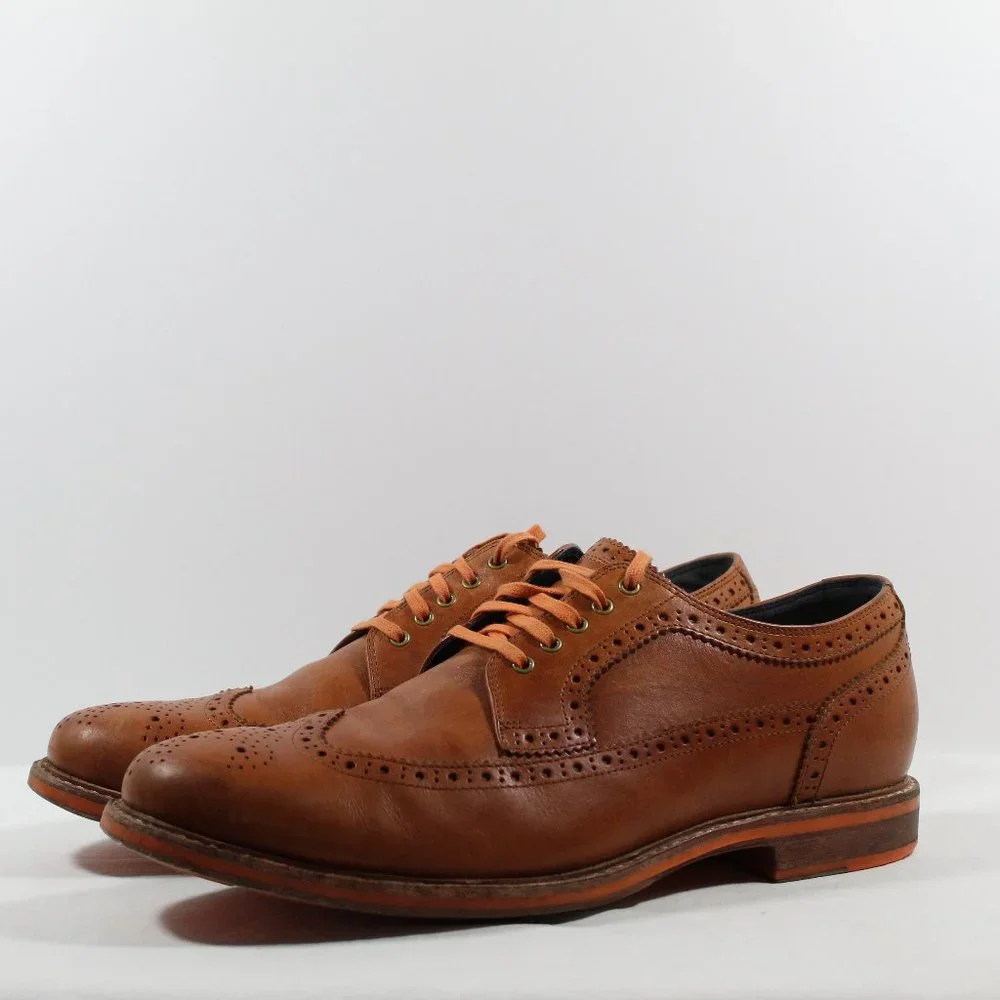 Cole Haan Men's Wing Tip Leather Oxford Shoes - British Tan 12 US / 45 EU - Picture 1 of 6